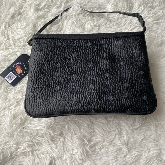 MCM Liz Pochette Black Grey Visetos Logo Monogram Print - Picture 6 of 16